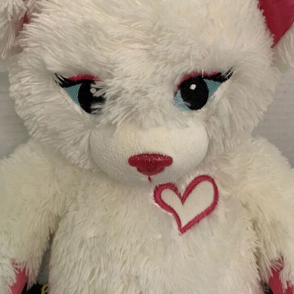 Build A Bear SASSY Cat White Pink Heart 17” Plush Kitty Cat - Picture 2 of 7